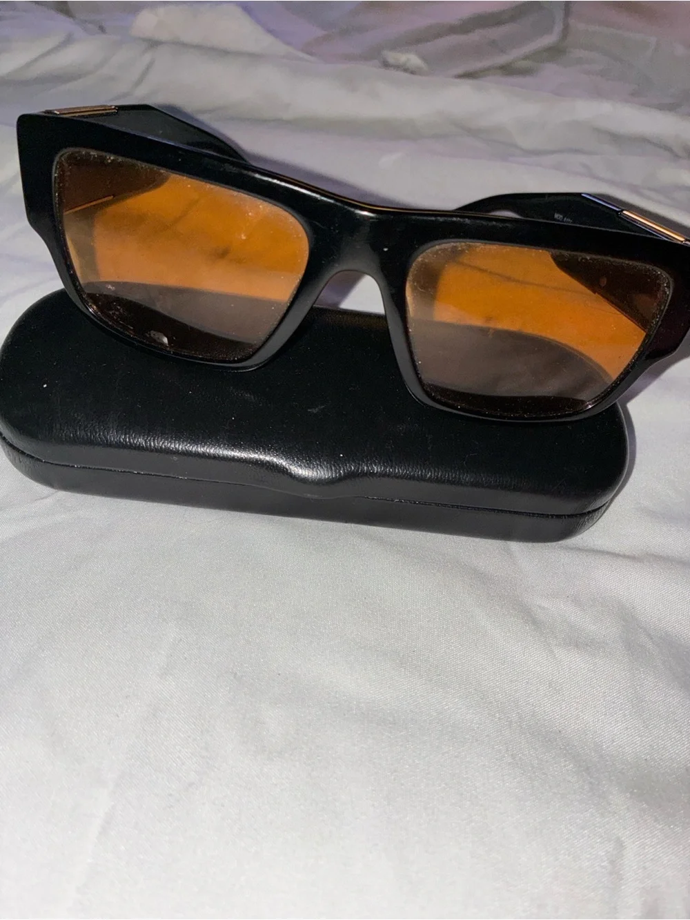 Versace Black Sunglasses with Gold Medusa Plaque and Brown Lenses